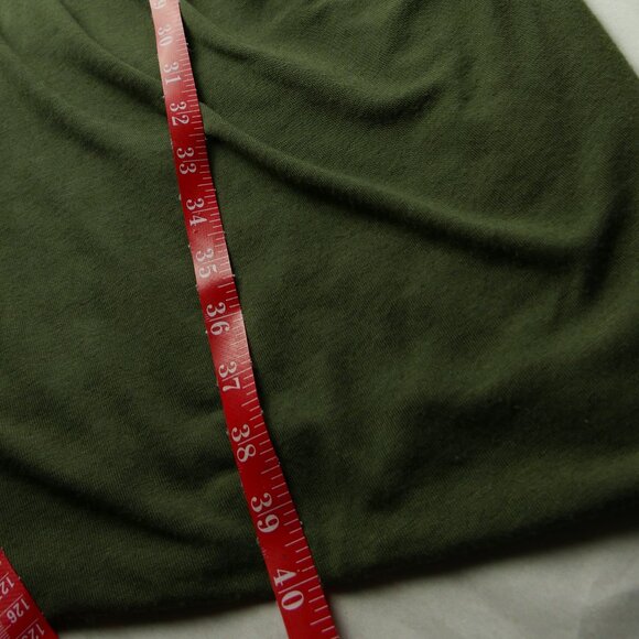 V Neck Long Sleeve Faux Wrap Stretch Knit Khaki Ruchin Dress - Picture 5 of 6